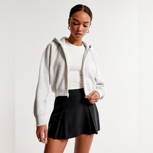 Abercrombie & Fitch heathered grey cropped zip hoodie